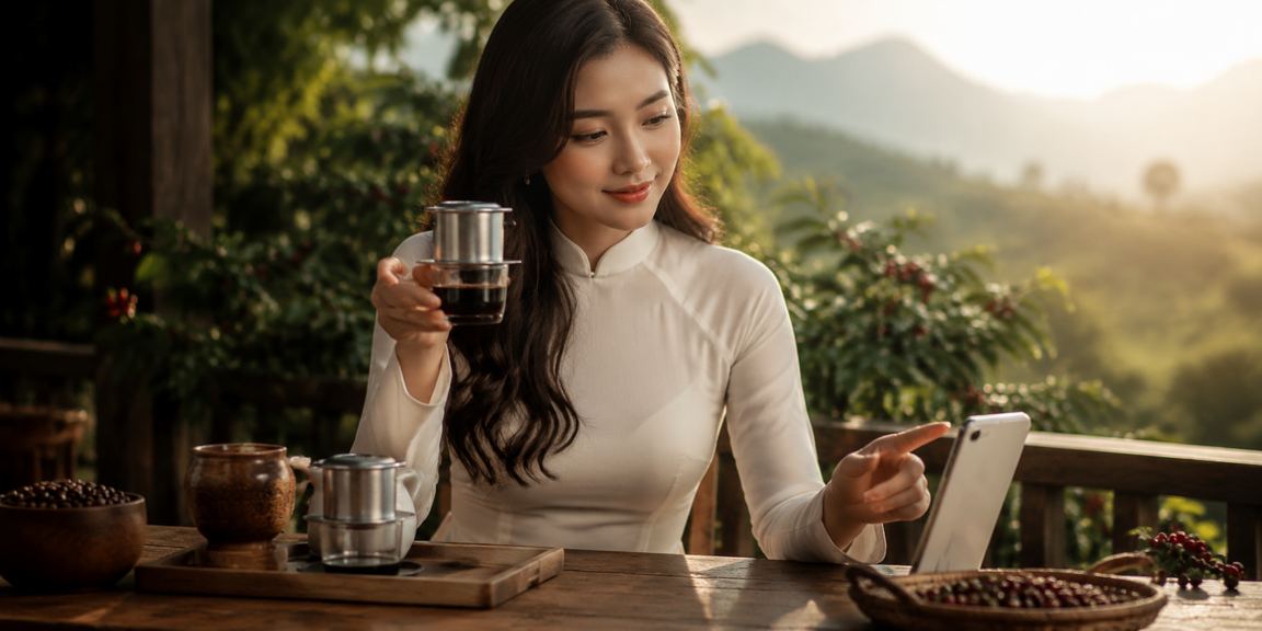 Đại diện dịch vụ khách hàng 9router trong trang phục áo dài truyền thống Việt Nam tại Buôn Ma Thuột