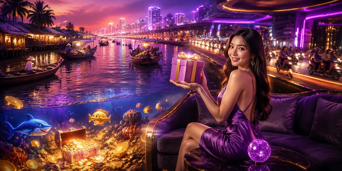 Không khí đặt cược thể thao buổi tối tại vùng Mekong với ánh đèn neon